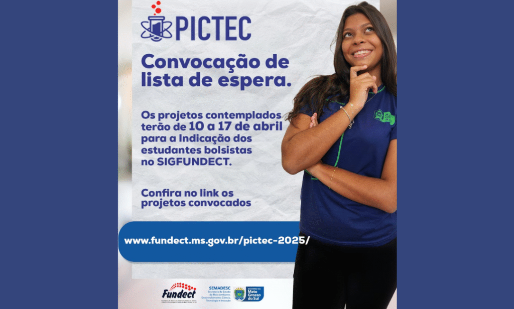 Fundect Convoca Novos Projetos do PICTEC 5: Oportunidade para Estudantes e Professores
