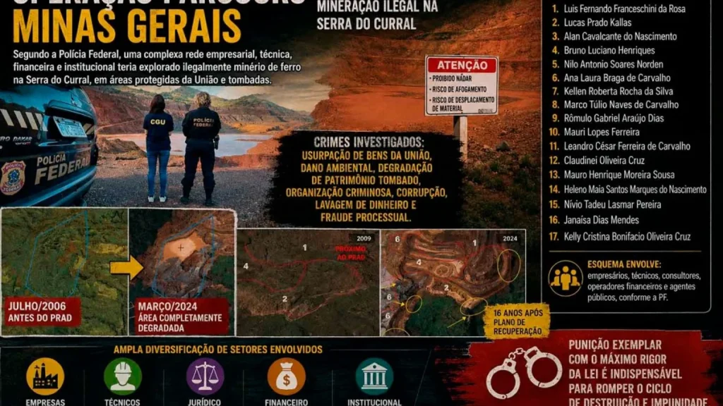 Minas Gerais: operação da PF desmonta esquema de mineração ilegal na Serra do Curral